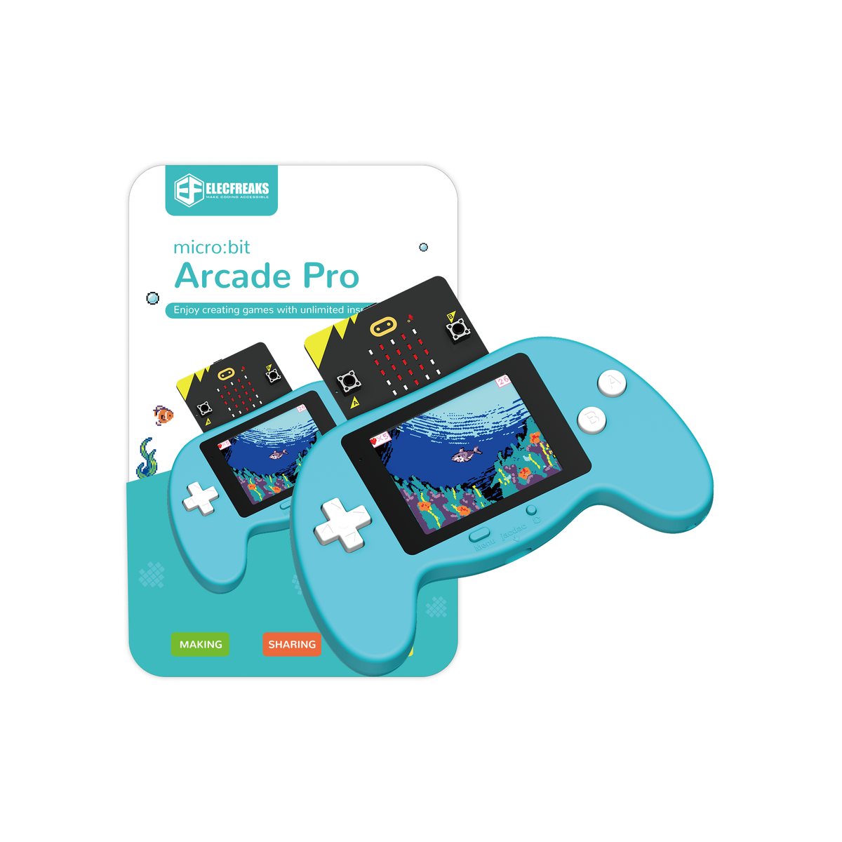 Arcade Pro с работеща игра на екрана. Корпусът е готов, екранът е четворно по-голям от този на аркадата за сглобяване.